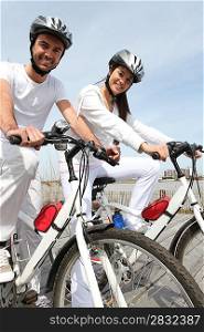 Couple out for a bike ride