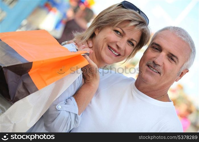 Couple out shopping