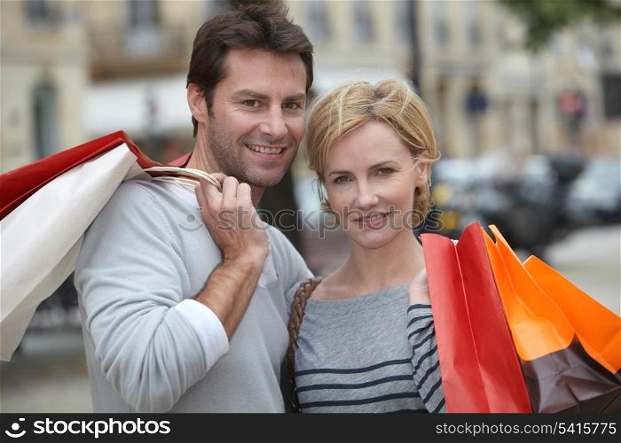 Couple out shopping together