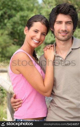 Couple outdoors in the summertime