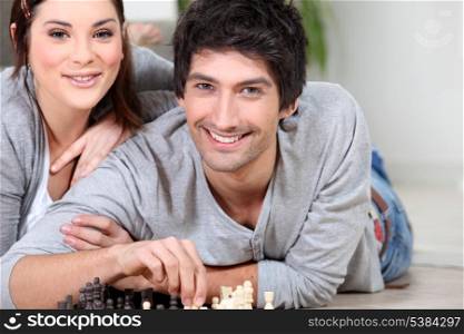 Couple playing chess