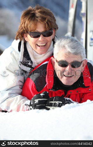 Couple playing in the snow