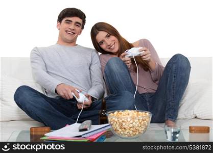 Couple playing video games