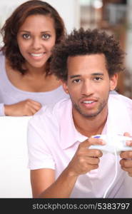 Couple playing video games