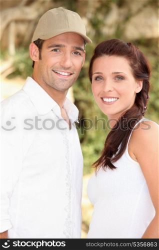 couple posing in nature