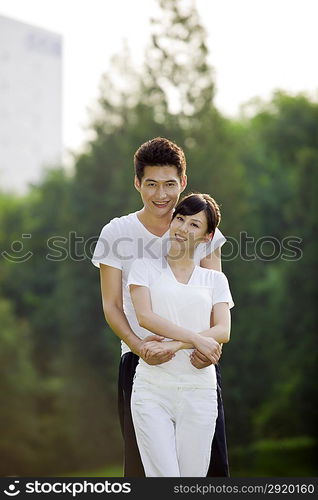 Couple posing in the park