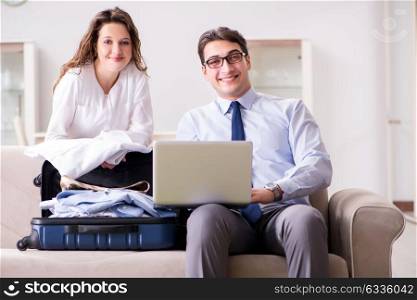 Couple preparing for the travel trip