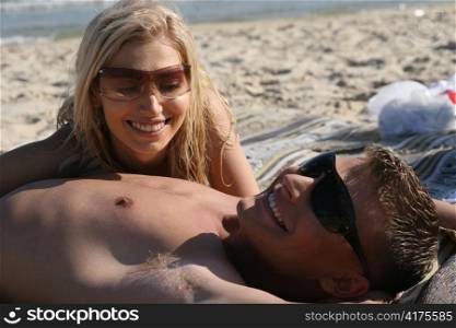 Couple relaxing and smiling