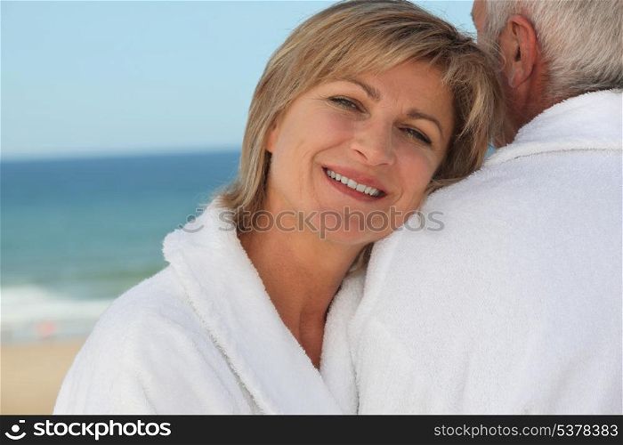 Couple relaxing at the beach