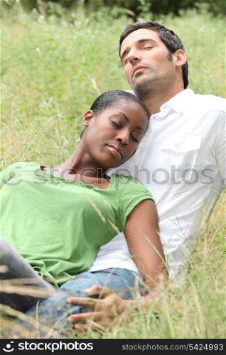couple relaxing in the park