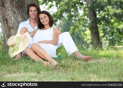 Couple relaxing in the shade