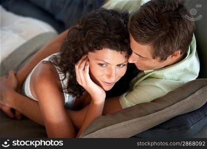 Couple Relaxing on Couch