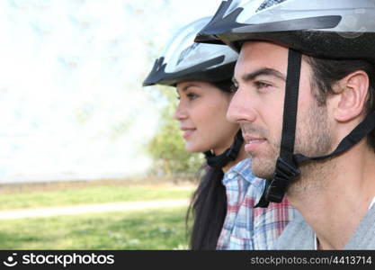 couple riding bikes