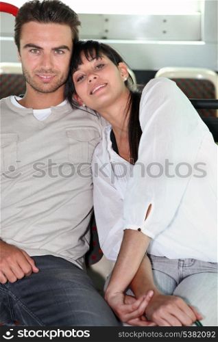 couple riding the bus