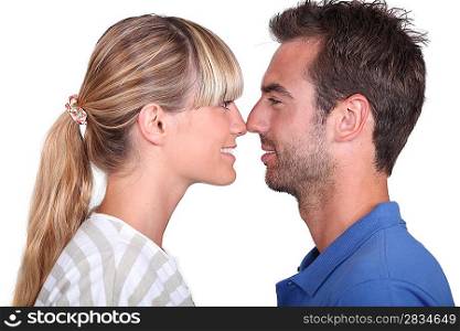 couple rubbing noses