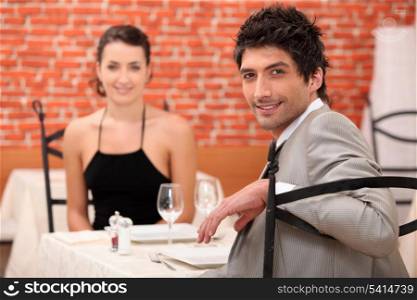 Couple sharing a romantic dinner together