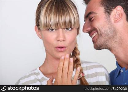 Couple sharing a secret