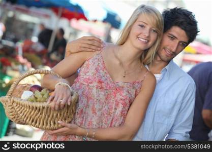 Couple shopping at the market
