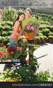 Couple Shopping for Plants at Garden Store