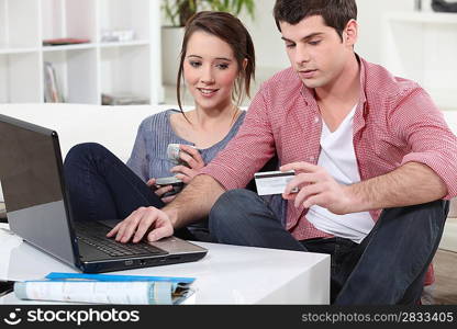 Couple shopping on the internet