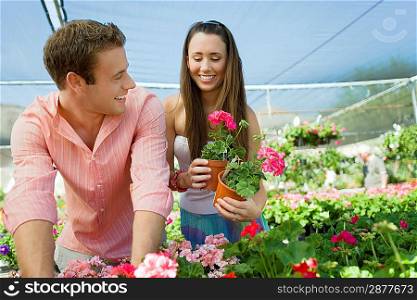 Couple Shopping Together in Greenhouse