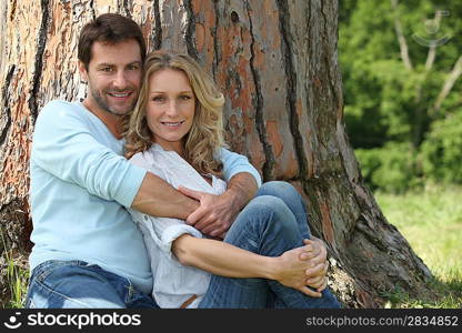 Couple sitting in a park