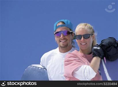 Couple Snowboarding Together