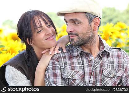 Couple stood in a field