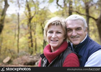 Couple strolling in the forest