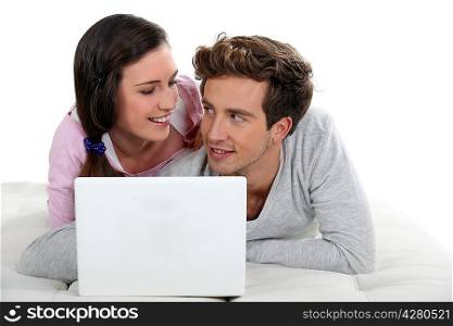 Couple surfing the internet
