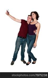 Couple taking a selfie with a cell phone