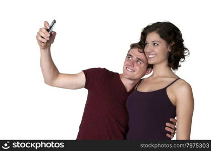 Couple taking a selfie with a cell phone