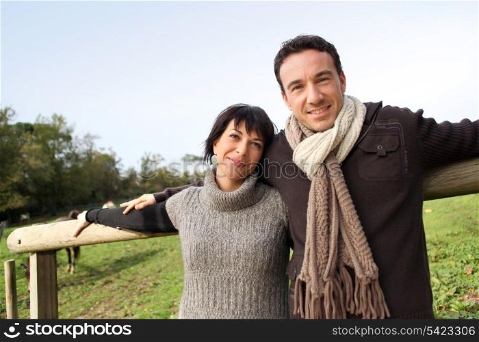 Couple taking a stroll in the countryside