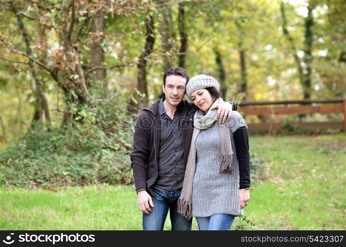 Couple taking an autumn stroll