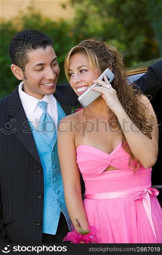 Couple Talking on Cell Phone