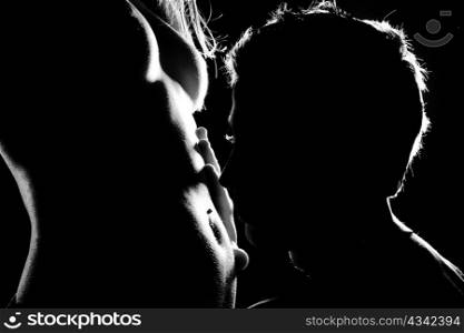 Couple theme. a man kissing a girl