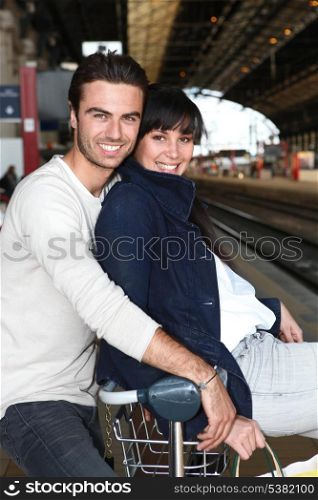 Couple waiting for the train