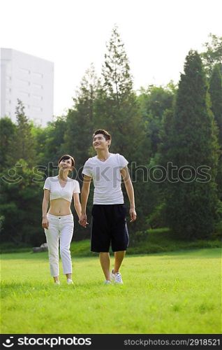 Couple walking in the park