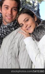 Couple wearing winter clothing