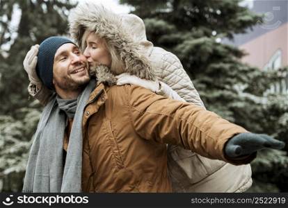 couple winter fooling around together