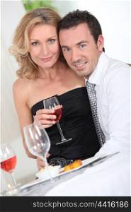 Couple with a glass of wine