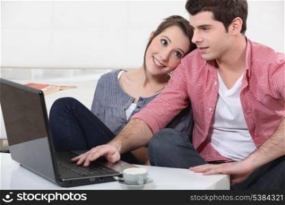 Couple with a laptop