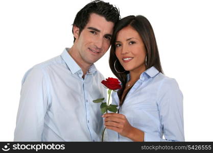 Couple with a red rose