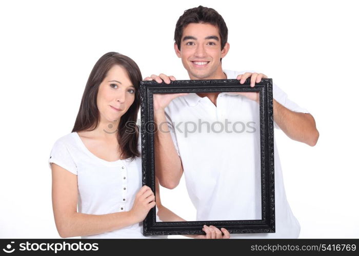 Couple with black frame