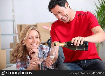 couple with champagne