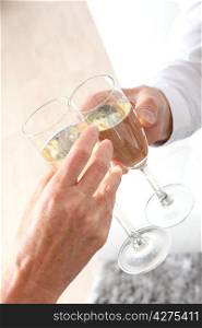 Couple with champagne flutes
