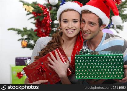 Couple with Christmas gifts