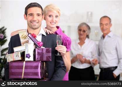 Couple with christmas presents