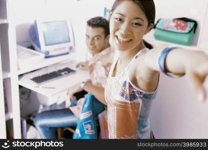 Couple with computer