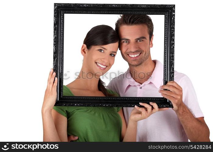Couple with empty frame